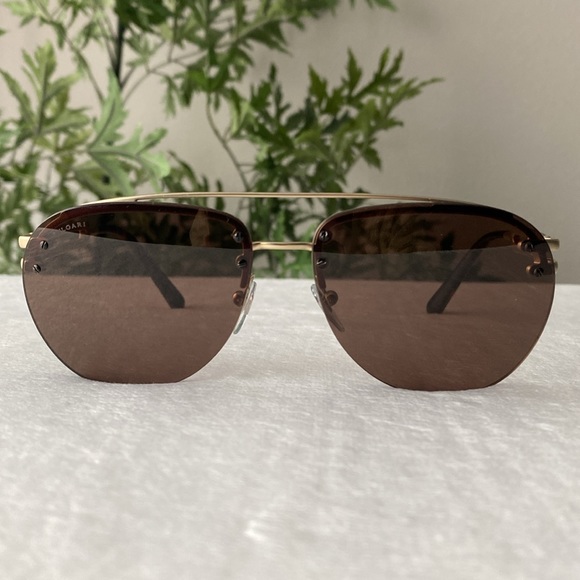Bvlgari Aviators/Pilot Sunglasses (BV5052, Gold/Brown) - Picture 2 of 16